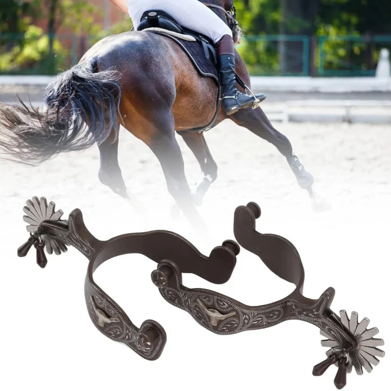 Halloween Silver Exquisite Handmade Carved Cowboy Spurs - Image 3
