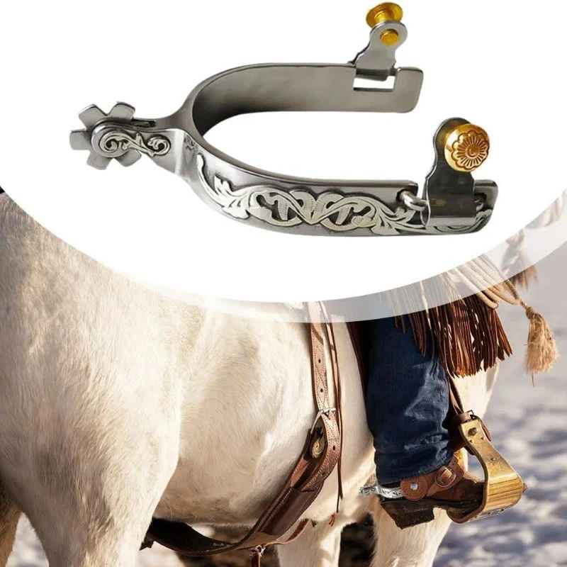 Halloween Silver Hand Carved With Gear Cowboy Spurs - Image 3