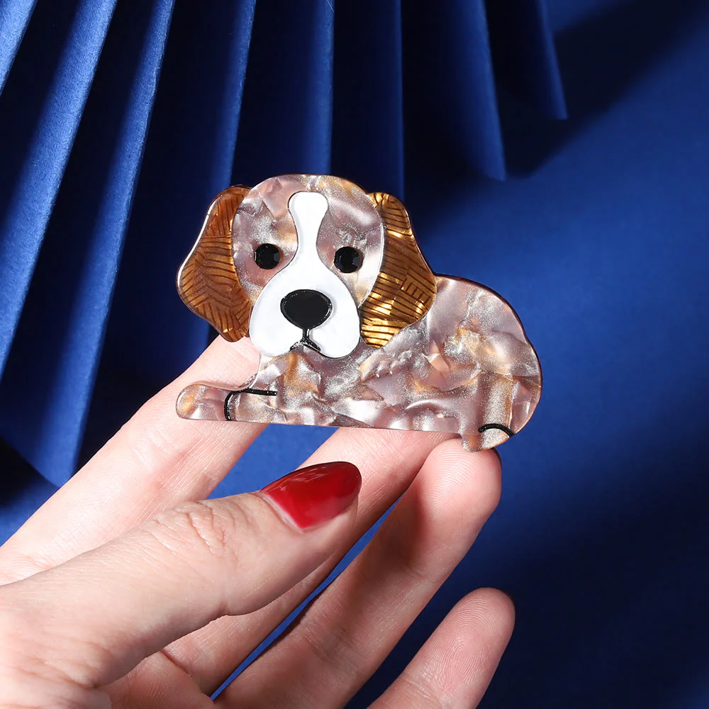 Handmade Cute Little Dog Acrylic Brooch - Image 3