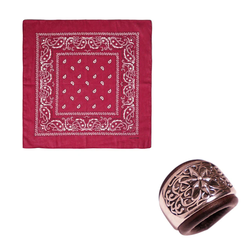 Hexagram Round Button Cashew Printed Pocket Square - Image 13