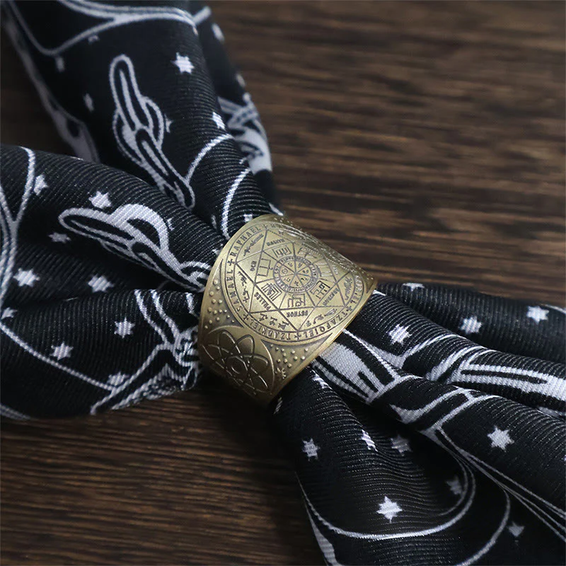 Hexagram Star Buckle Black And White Stars Patterned Pocket Square - Image 3