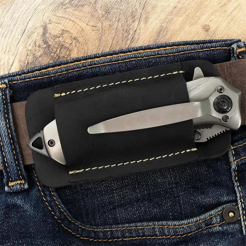 Horizontal Carry Leather Sheath Open Bottom Belt Bag - Image 2
