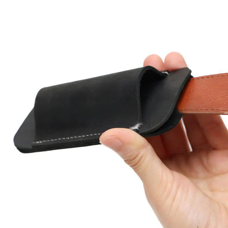 Horizontal Open Bottom Folding Knife Sheath Leather Belt Bag - Image 10