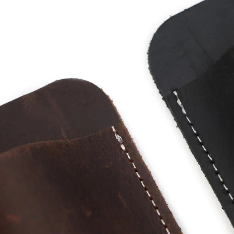 Horizontal Open Bottom Folding Knife Sheath Leather Belt Bag - Image 5