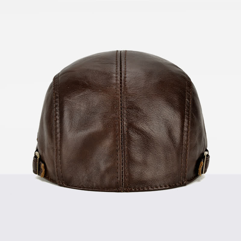 Horizontal Zipper Decoration Leather Beret Hat - Image 6