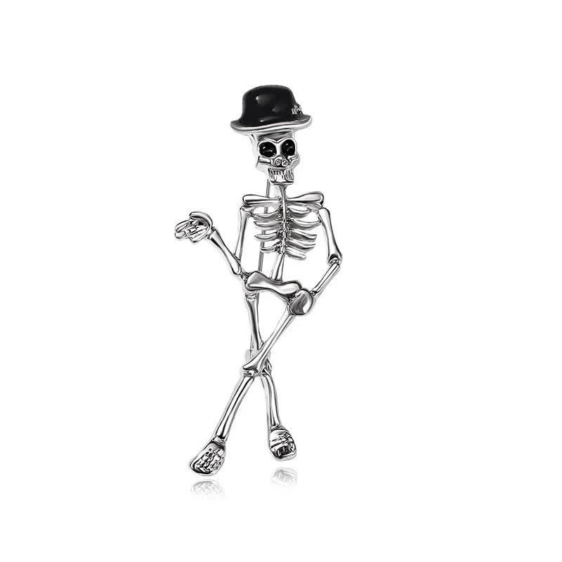Horror Cool Sketelon Skull Enamel Hat Brooch - Image 11