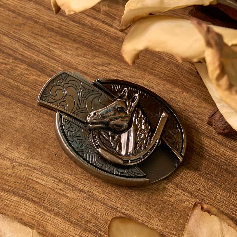 Horse DIY Hidden Knife Belt Buckle 3oz. Flask Buckle Goat Ring Bundle Set - Image 2
