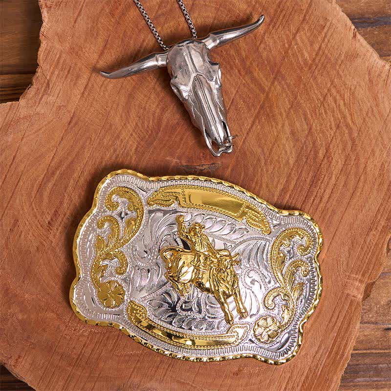 Horse Riding DIY Belt Buckle Longhorn Bull Pendant Bundle Set - Image 2