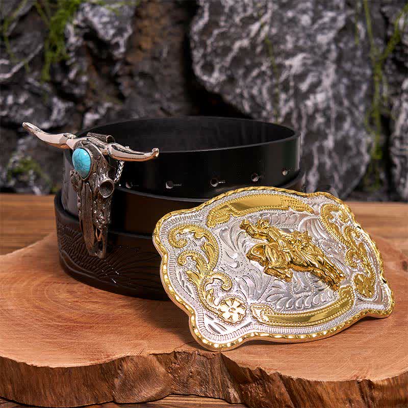 Horse Riding DIY Belt Buckle Turquoise Longhorn Bull Pendant Bundle Set - Image 4