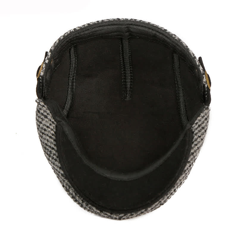 Houndstooth Plaid Check Pattern Beret Hat - Image 3