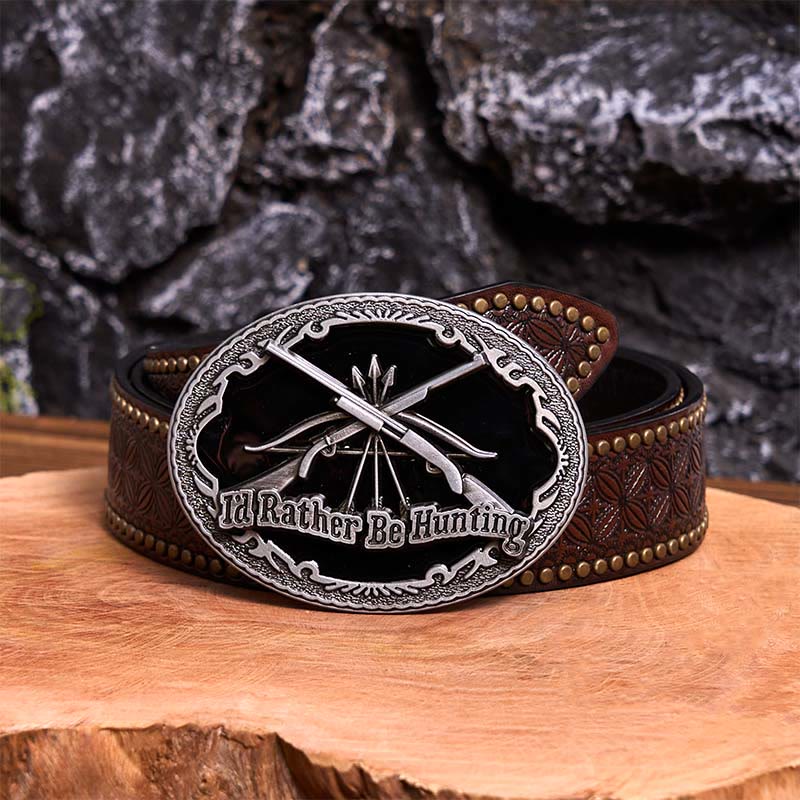 I'd Rather Be Hunting Gun DIY Buckle Leather Belt - Image 7