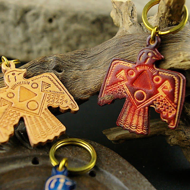 Indian Thunderbird Patron Saint Copper Leather keychain - Image 2