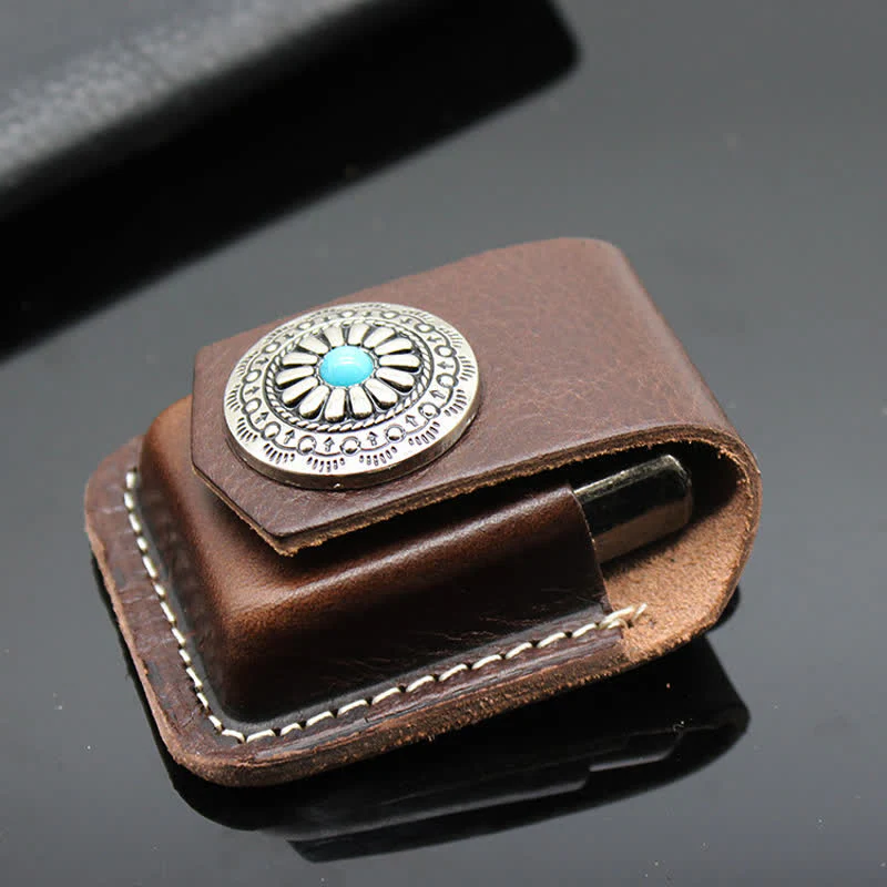 Indian Turquoise Lighter Holder Leather Belt Bag - Image 5