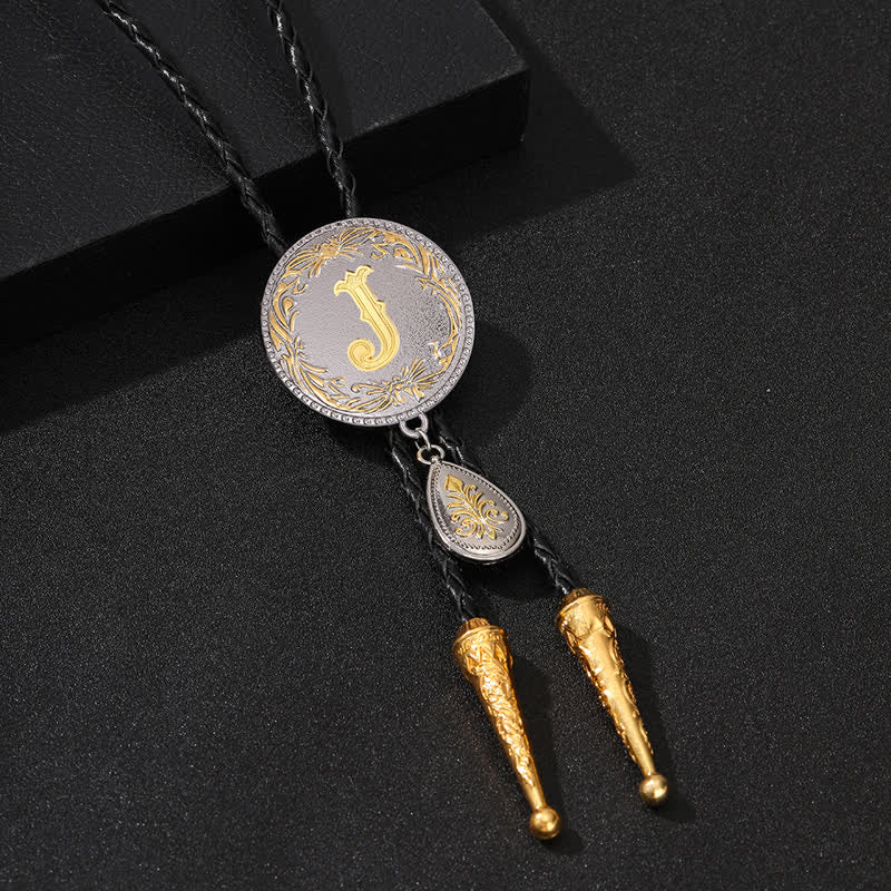 Initial Letter A To Z Bolo Tie With Teardrop-Shaped Pendant - Image 21