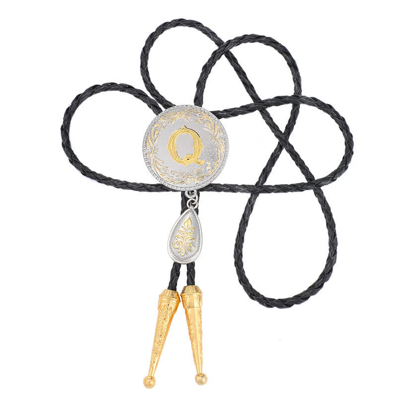 Initial Letter A To Z Bolo Tie With Teardrop-Shaped Pendant - Image 36