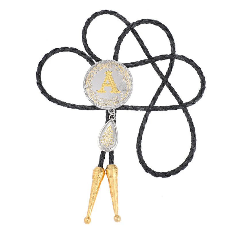 Initial Letter A To Z Bolo Tie With Teardrop-Shaped Pendant - Image 4
