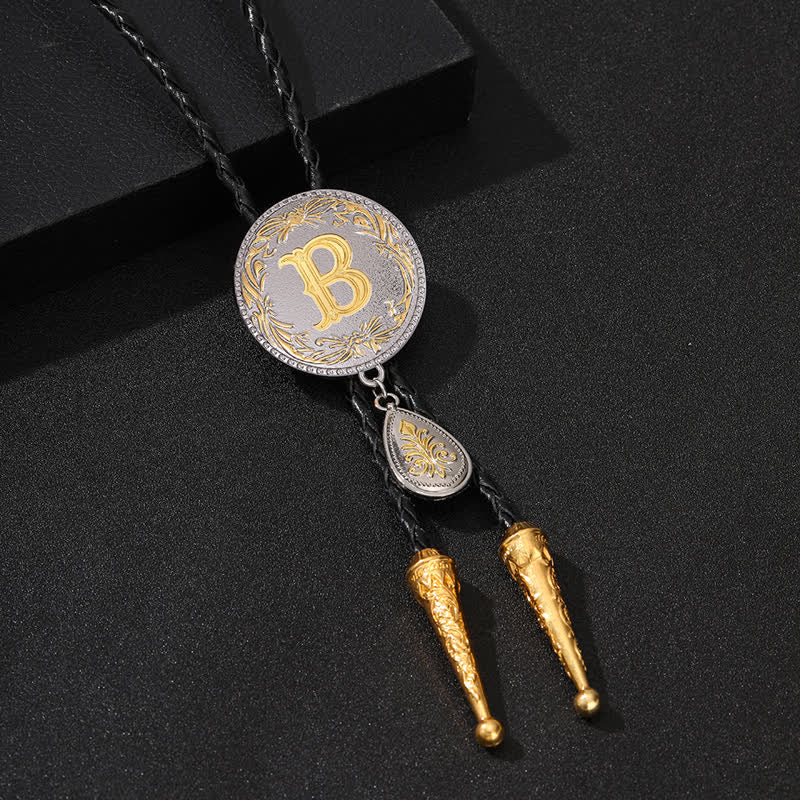 Initial Letter A To Z Bolo Tie With Teardrop-Shaped Pendant - Image 5