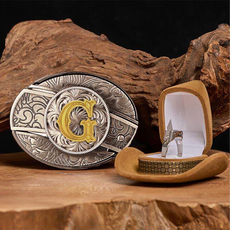 Initial Letter DIY Hidden Knife Belt Buckle Functional Ring Bundle Set - Image 13
