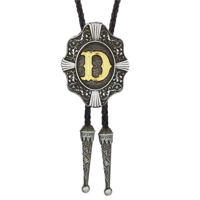 Intricate Filigree Design Initial Letter A To Z Bolo Tie - Image 5