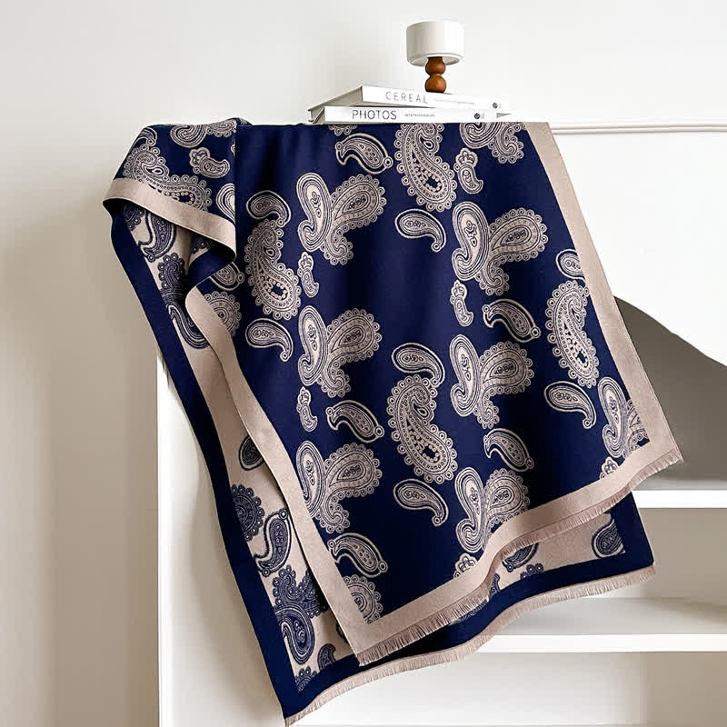 Intricate Paisley Pattern Double Sided Warm Scarf - Image 2