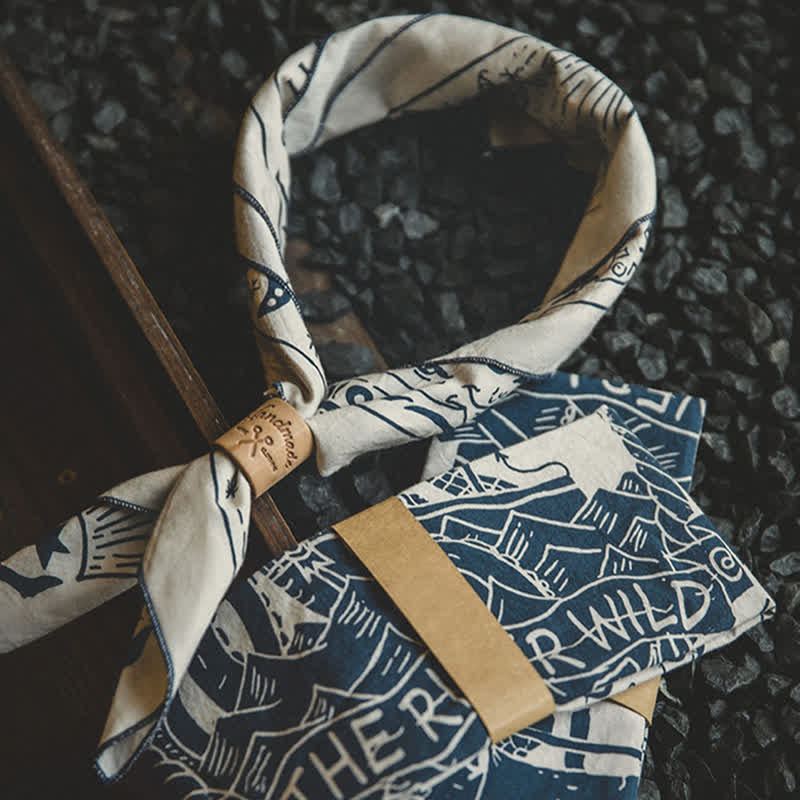 Ivory Sailing Pattern Square Scarf Leather Scarf Buckle - Image 4