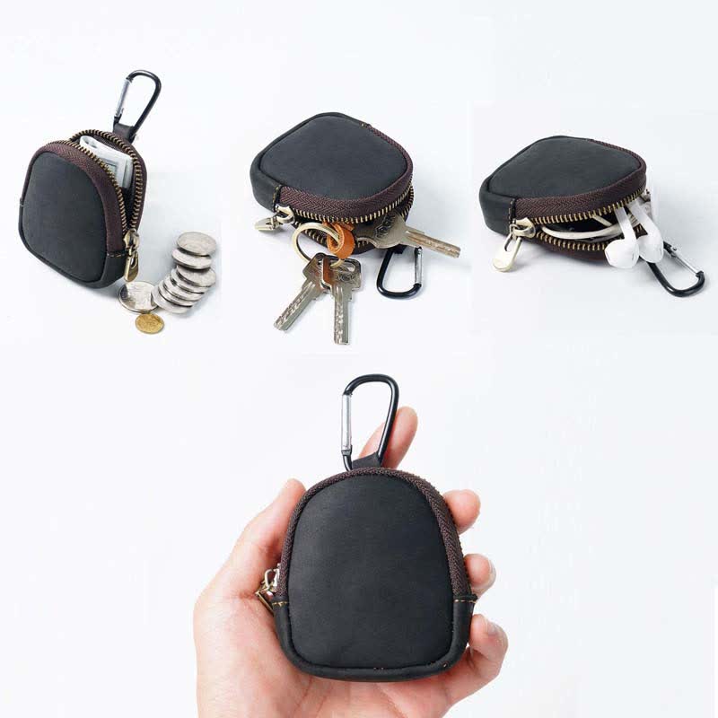 Keychain Zipper Shell Coin Genuine Leather Bag - Image 8