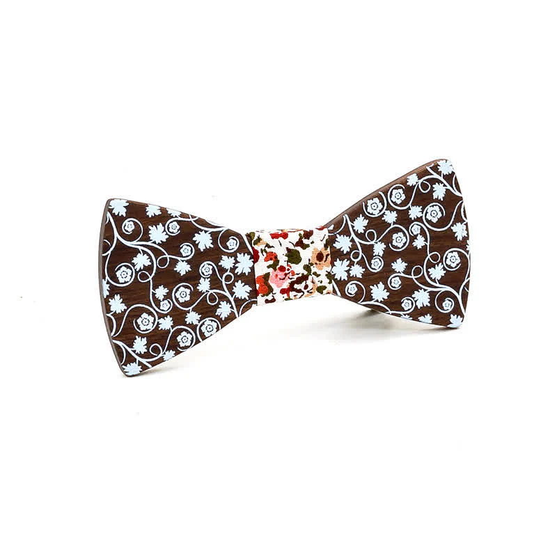 Kid Glorious Floral Printing Wooden Bow Tie - Image 5
