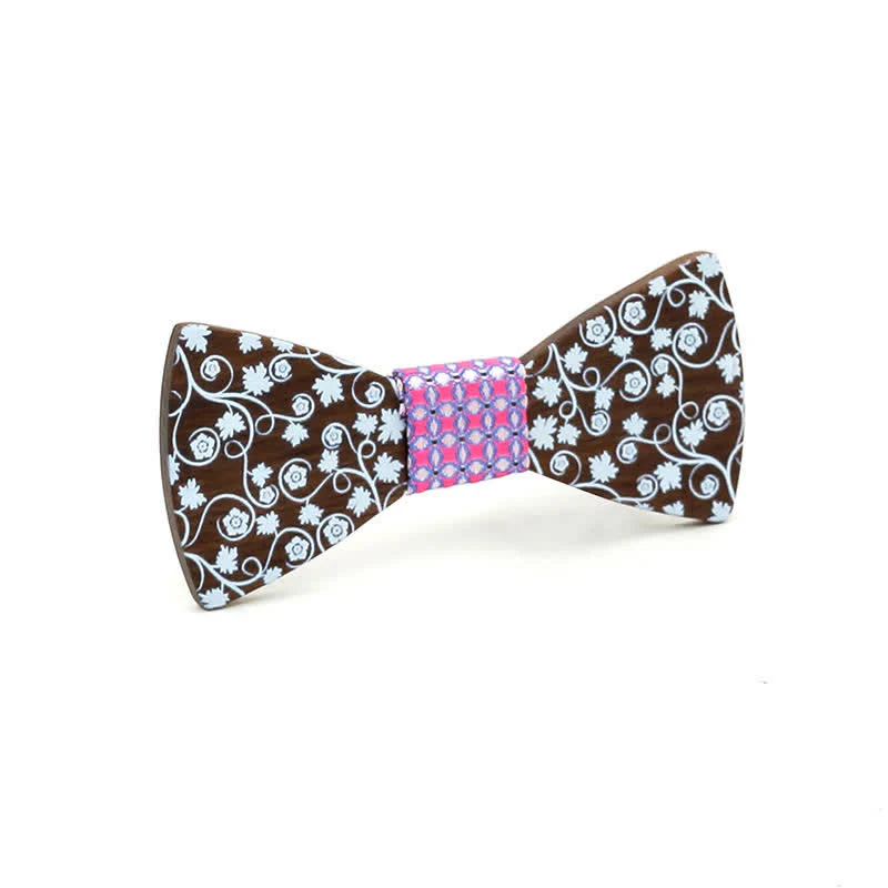 Kid Glorious Floral Printing Wooden Bow Tie - Image 6