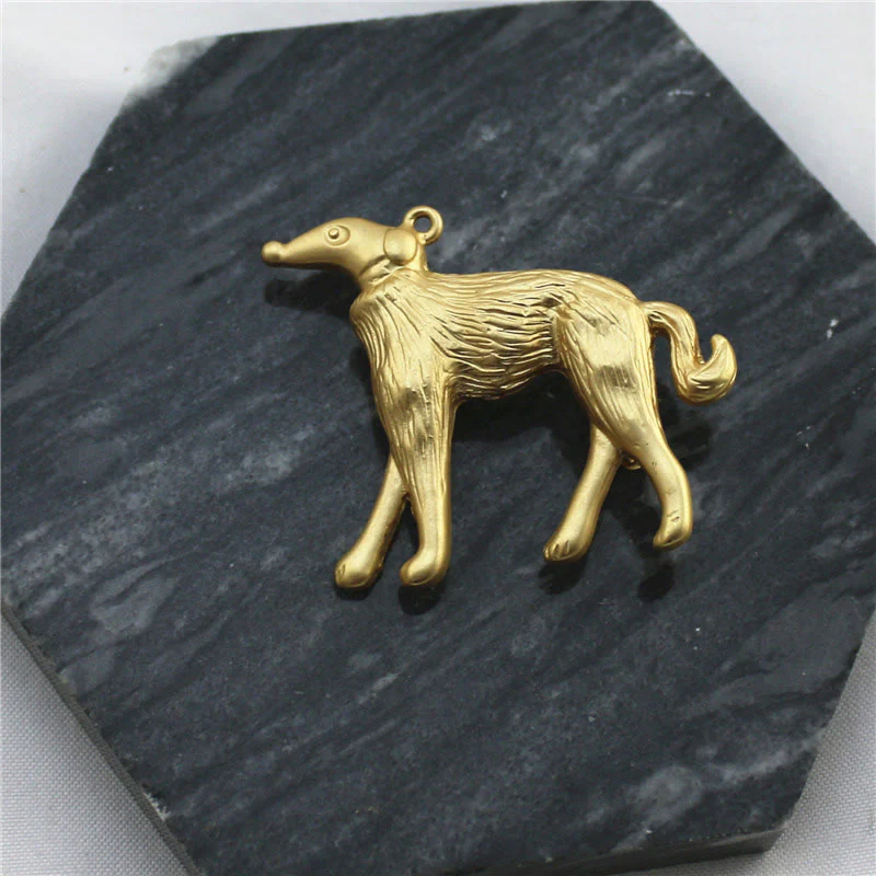 Lady and Hound Gold Chain Brooch - Image 4