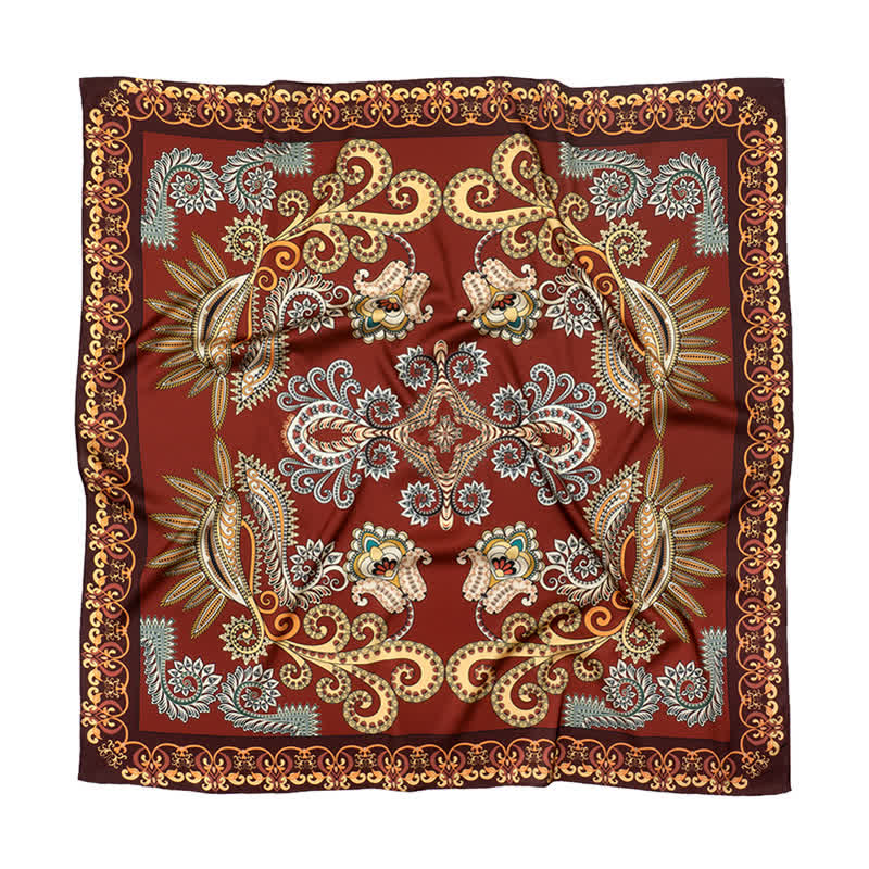 Large Elegant British Style Classical Paisley Printed Square Scarf - Image 2