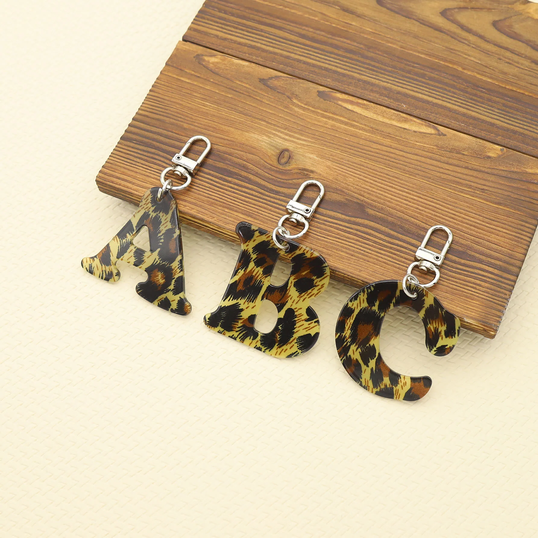 Leopard Print Letter & Cowboy Hat Pendant Keychain - Image 8