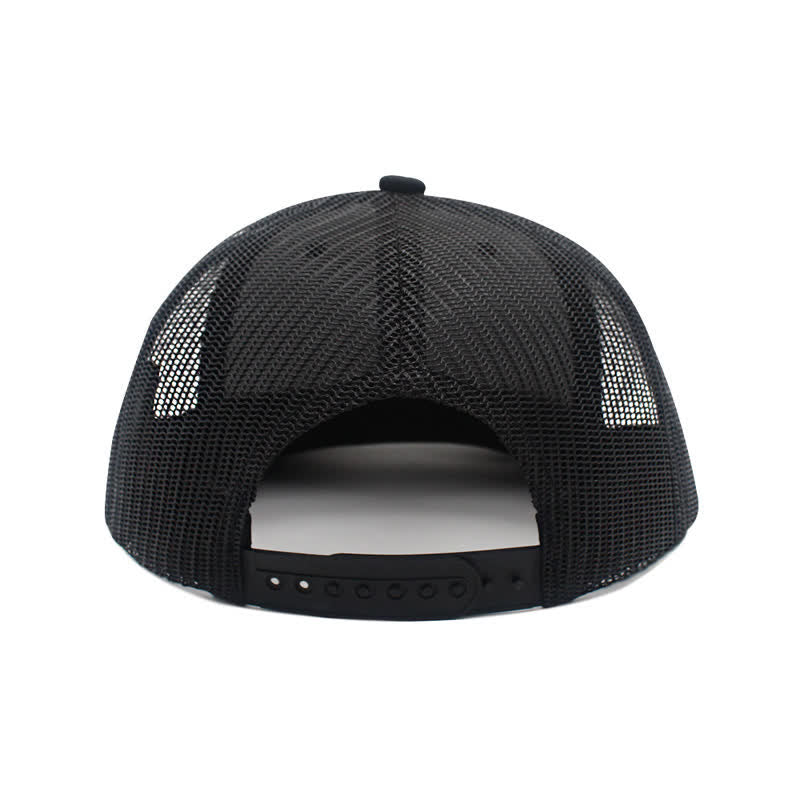Letter Pattern Brown Leather Label Patch Trucker Hat - Image 6