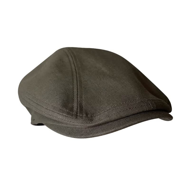 Linen Army Green Breathable Beret Flat Cap - Image 6