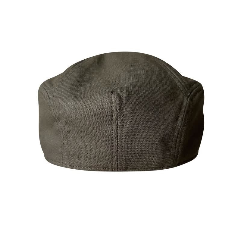 Linen Army Green Breathable Beret Flat Cap - Image 8