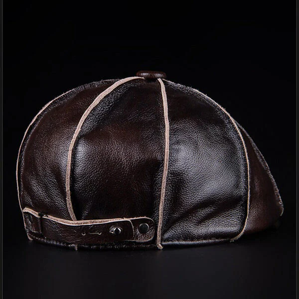 Literary Octagonal Genuine Leather Beret Cap - Image 8