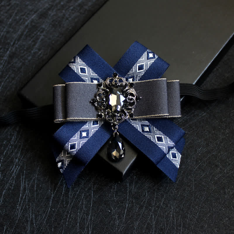 Luxury Blue Rhinestone Waterdrop Bow Tie - Image 2