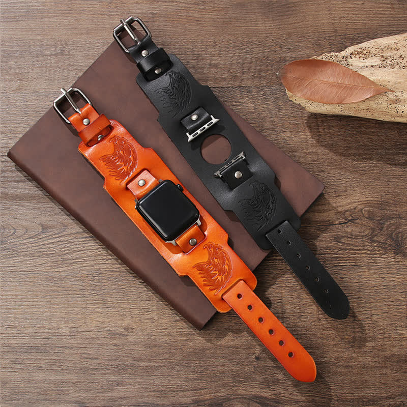 Male Eagle Viking Totem Leather Watch Band - Image 9