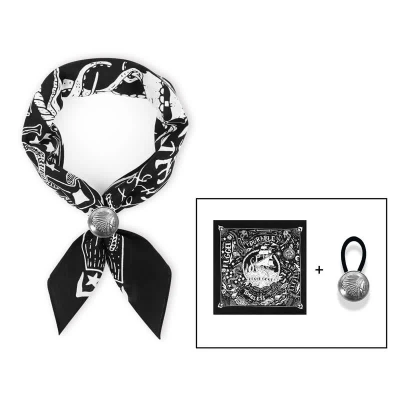 Marine Sailing Pattern Square Scarf with Scarf Buckle - Image 10