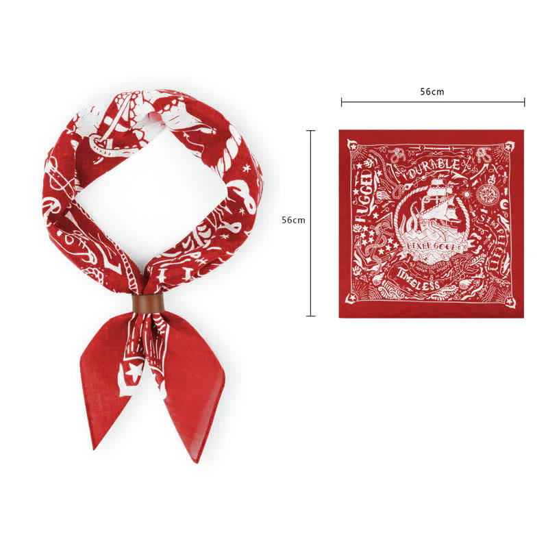 Marine Sailing Pattern Square Scarf with Scarf Buckle - Image 11