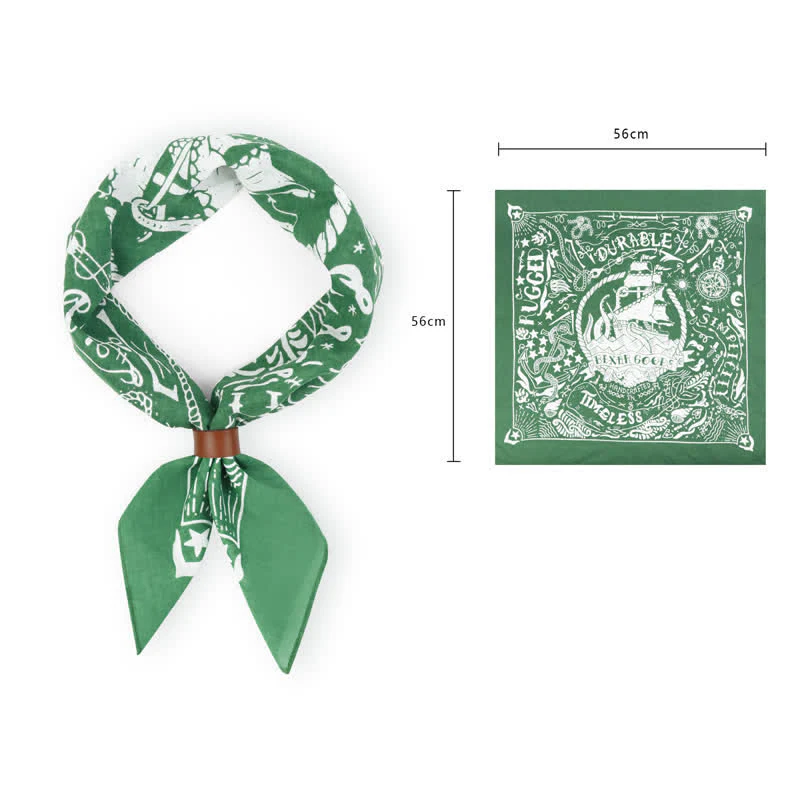 Marine Sailing Pattern Square Scarf with Scarf Buckle - Image 13