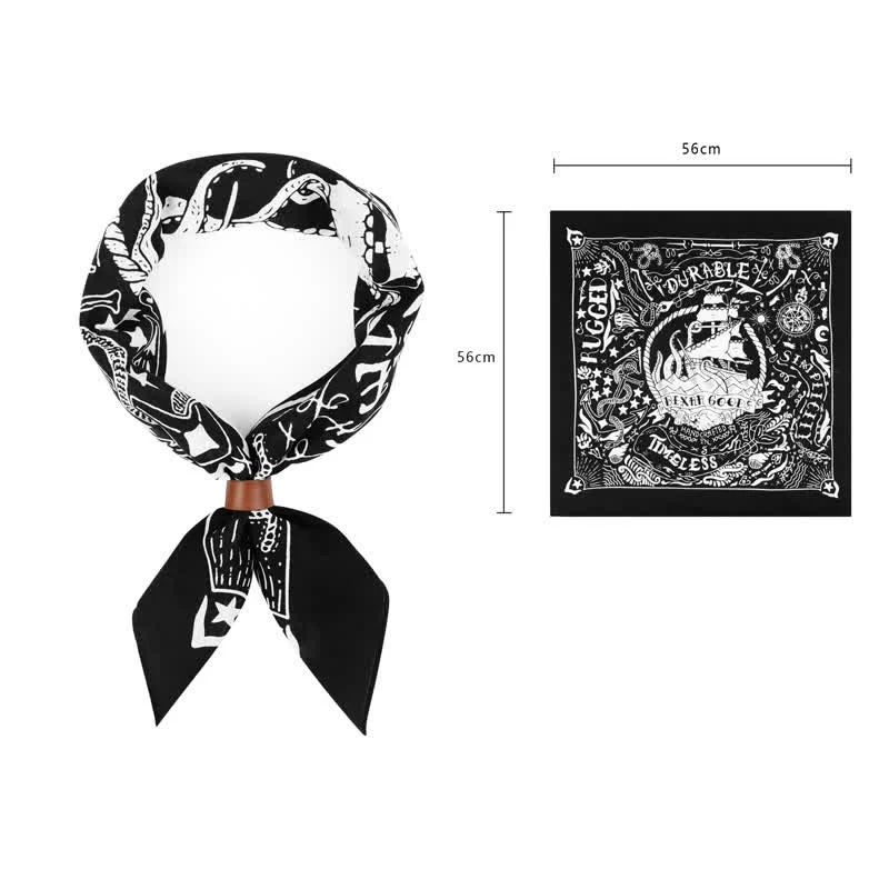 Marine Sailing Pattern Square Scarf with Scarf Buckle - Image 9