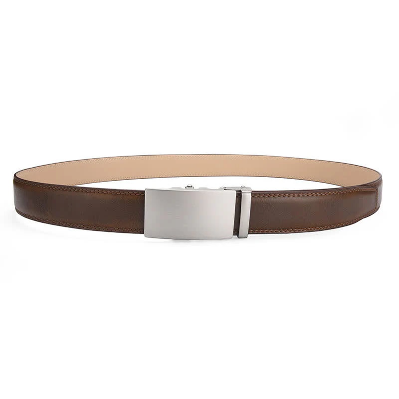 Matte Blank Automatic Buckle Crack Pattern Leather Belt - Image 12