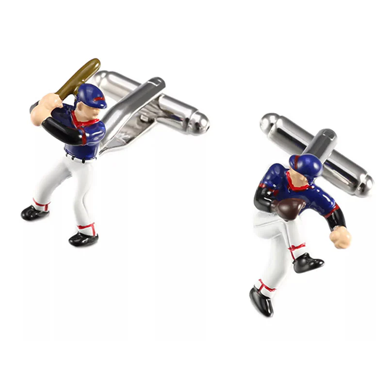 Men's 1 Pair Baseball Time Button Covers Set Cufflinks - Image 3