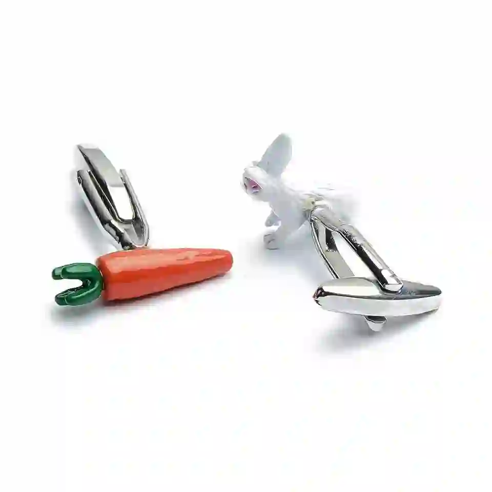 Men's 1 Pair Bunny And Carrot Button Covers Set Cufflinks - Image 6