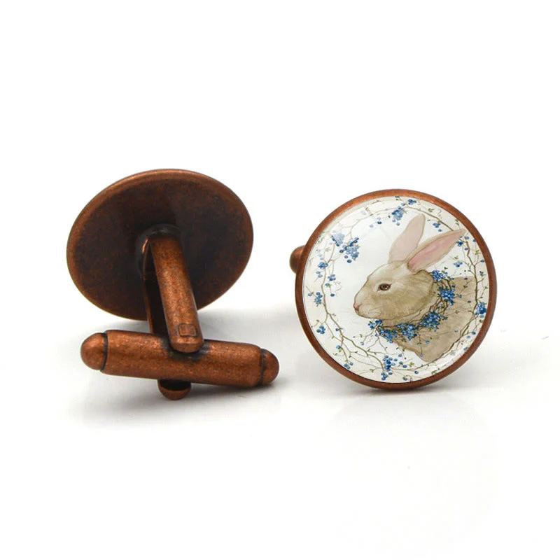 Men's 1 Pair Bunny Time Gem Button Covers Set Cufflinks - Image 7