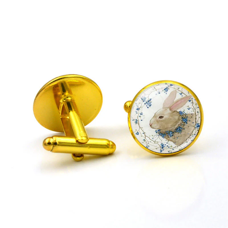 Men's 1 Pair Bunny Time Gem Button Covers Set Cufflinks - Image 8
