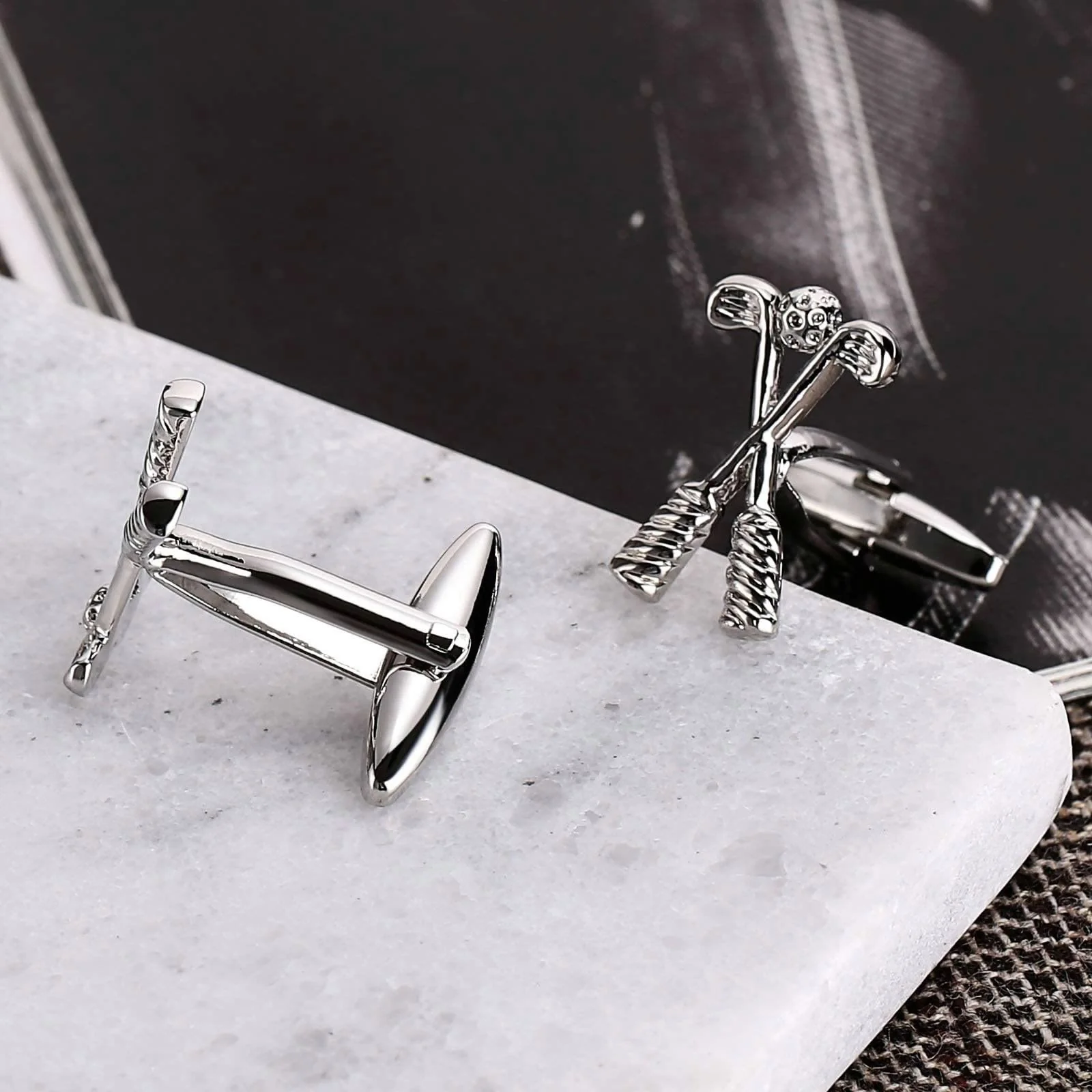 Men's 1 Pair Golf Time Button Covers Set Cufflinks - Image 4