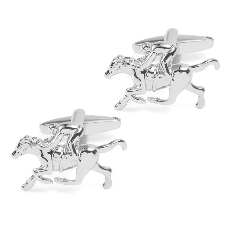 Men's 1 Pair Horseback Riding Silver-tone Cufflinks - Image 5