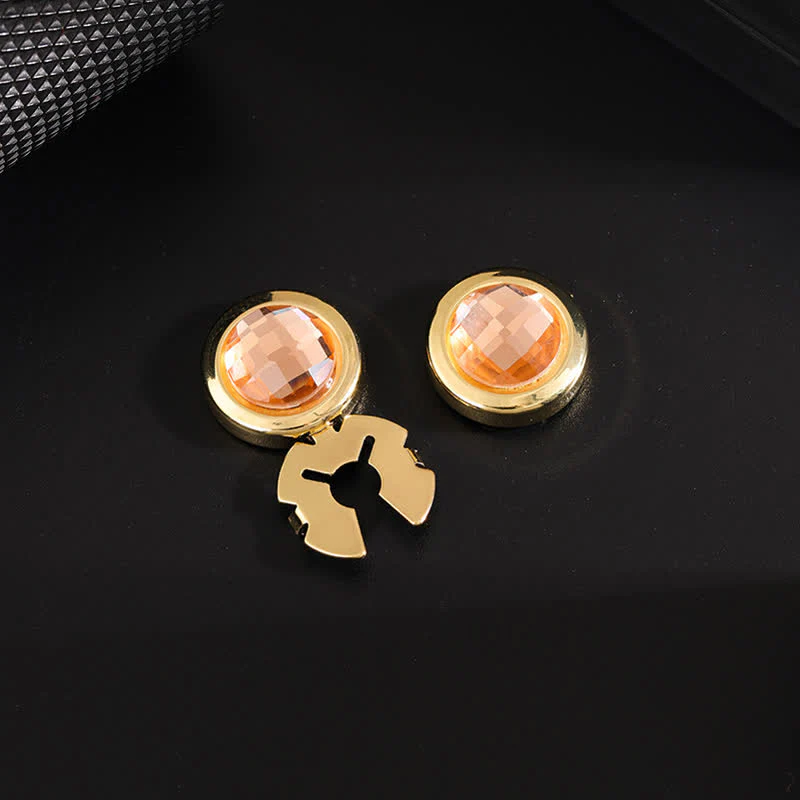 Men's 1 Pair Snap-On Shiny Crystal Button Covers Set Cufflinks - Image 11