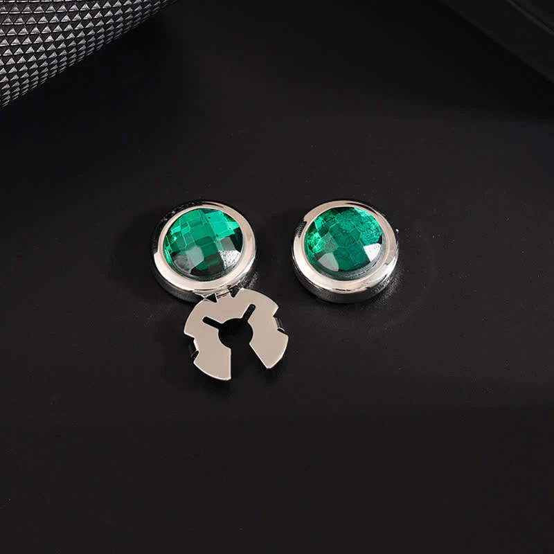 Men's 1 Pair Snap-On Shiny Crystal Button Covers Set Cufflinks - Image 4